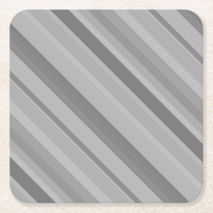 Grey diagonal stripes square paper coaster
