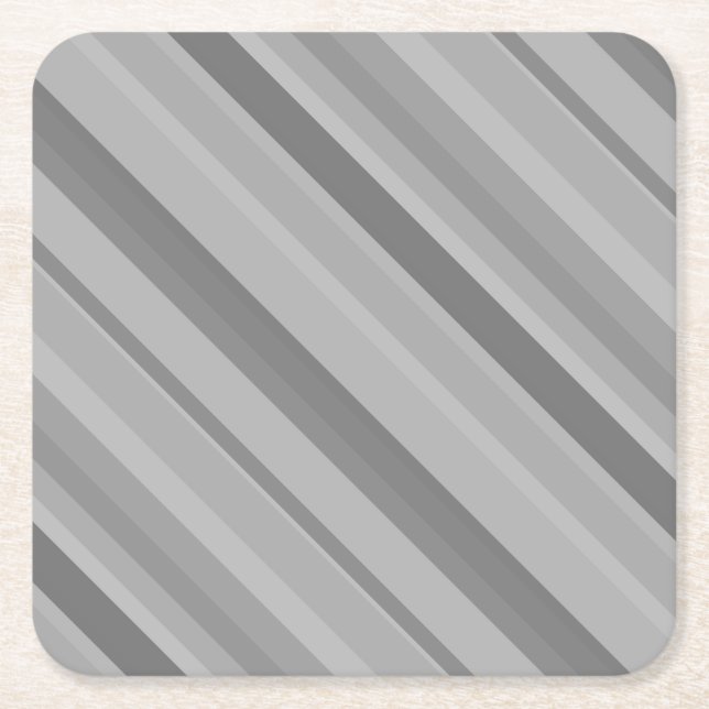 Grey diagonal stripes square paper coaster (Front)