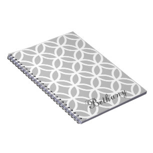 Grey Diamond Pattern Personalised Notebook