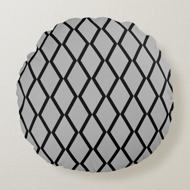 Grey diamond Pattern Round Cushion (Front)