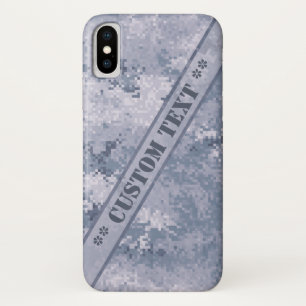 Grey Digi Camo w/ Custom Text iPhone X Case