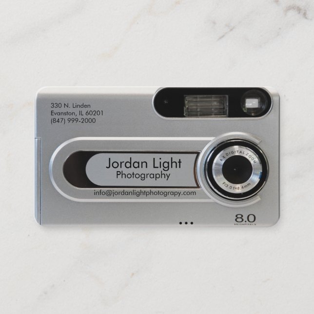grey digital camera business card (Front)