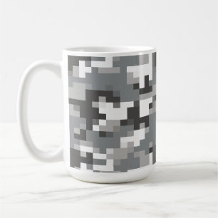 Grey Digital Camouflage Beverage Travel Coffee Mug