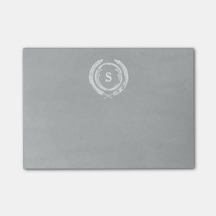 Grey Distressed Laurel Monogram Post-it Notes