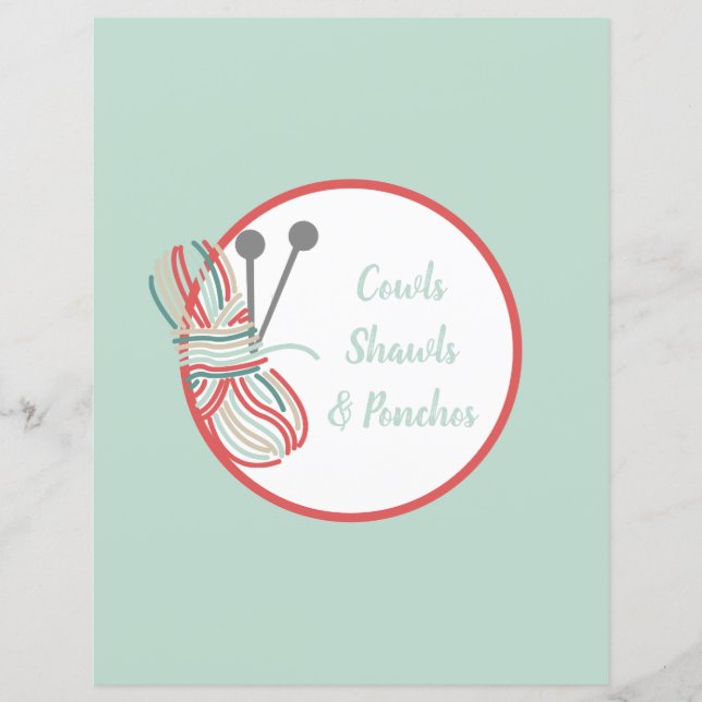 Grey Divider Knitting Pattern Binder Index Insert (Front)