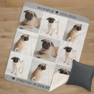 Grey Dog Memorial Photo Collage Keepsake Sherpa Blanket
