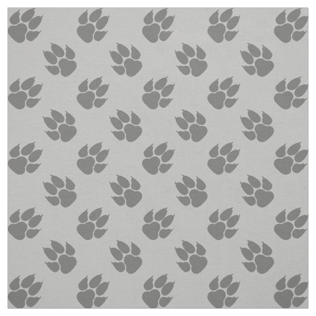 Grey Dog Paw Prints Pattern Fabric (Swatch)