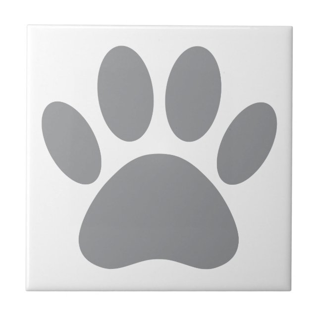 Grey Dog Pawprint Square Ceramic Tile (Front)
