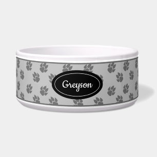 Grey Dog Paws Pattern With Custom Name