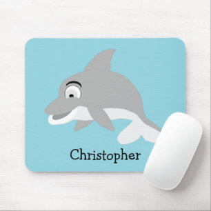 Grey Dolphin Design Mouse Pad