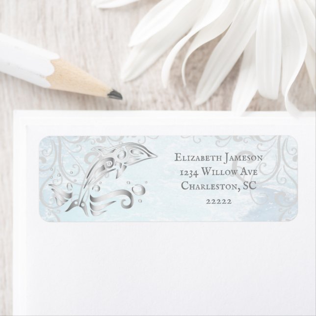 Grey Dolphin Return Address Label (Insitu)