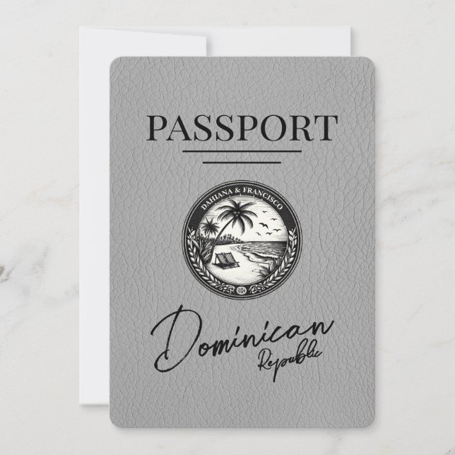 Grey Dominican Republic Passport Save The Date (Front)