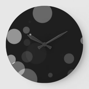 Grey Dots On Black Background Large Clock