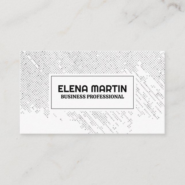 Grey Dotted Background Pattern Business Card (Front)