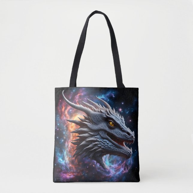 Grey Dragon in the Stars Tote Bag (Front)