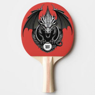 Grey Dragon with Yellow Eyes  Ping Pong Paddle