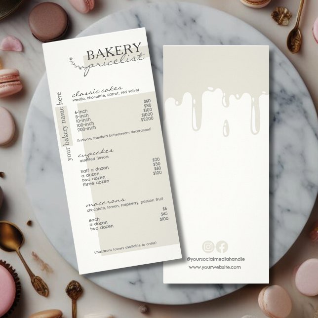 Grey Drip Menu Bakery Price List  (Creator Uploaded)