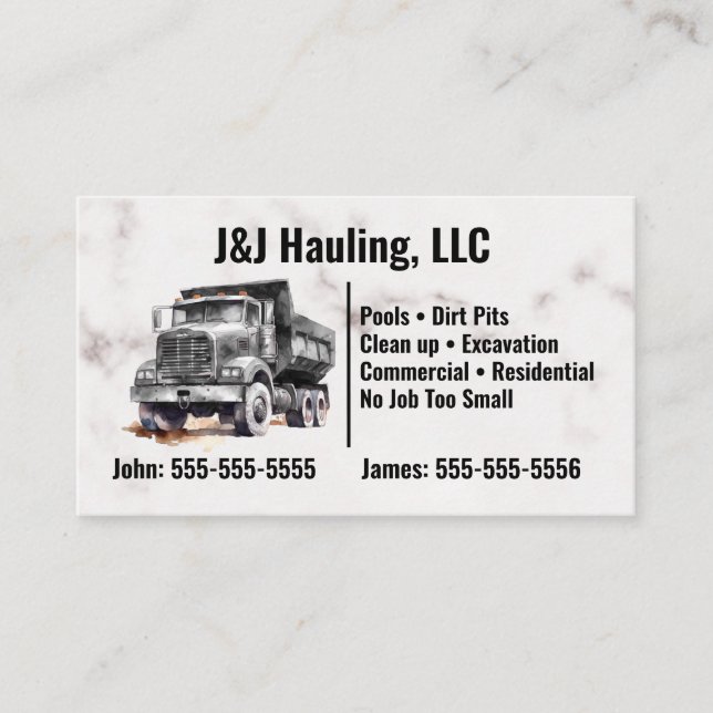 Grey Dump Truck Business Card (Front)