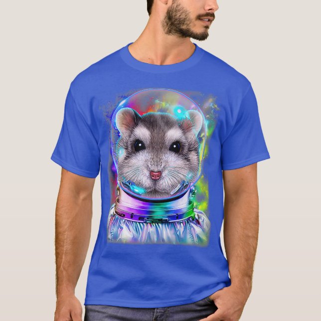 Grey Dwarf Hamster as Astronaut Exploring Space T-Shirt (Front)