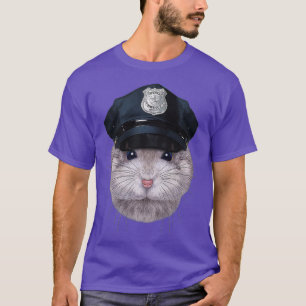 Grey Dwarf Hamster wearing Police Officer Hat T-Shirt