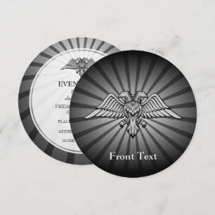 Grey eagle with two heads invitation