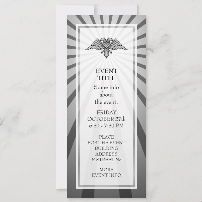 Grey eagle with two heads invitation (Back)
