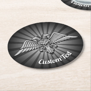 Grey Eagle with two Heads Paper Coaster