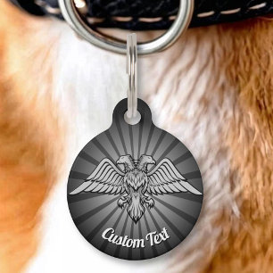Grey Eagle with two Heads Pet Tag