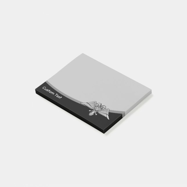 Grey eagle with two heads post-it notes (Angled)