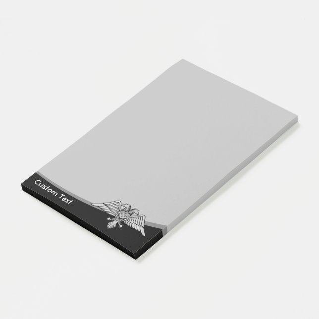 Grey eagle with two heads post-it notes (Angled)