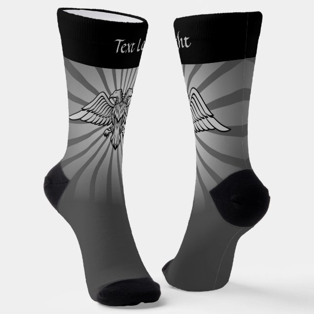 Grey Eagle with Two Heads Socks (Angled)