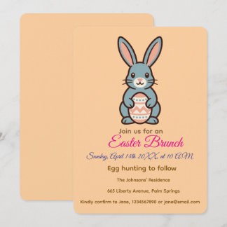 Grey Easter Bunny Image  Invitation