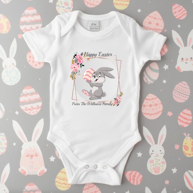 Grey Easter Bunny Personalised Baby Bodysuit (Creator Uploaded)