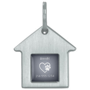 Grey Eat Play Love Custom Dog Name ID Tag