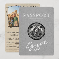 Grey Egypt Passport Wedding Save the Date