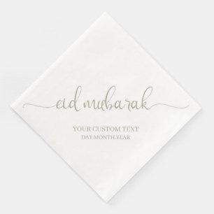 Grey Eid Mubarak Calligraphy Custom Napkin