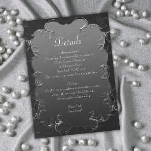 Grey Elegance and Silver Swirls Wedding Details Enclosure Card