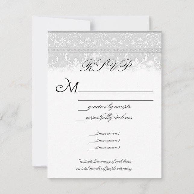 Grey Elegance Wedding RSVP Card (Front)
