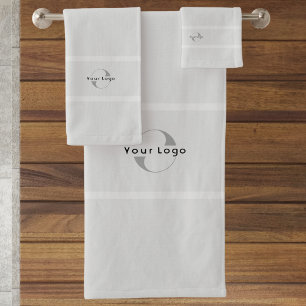 Grey Elegant Business logo Hotel company brand Bath Towel Set