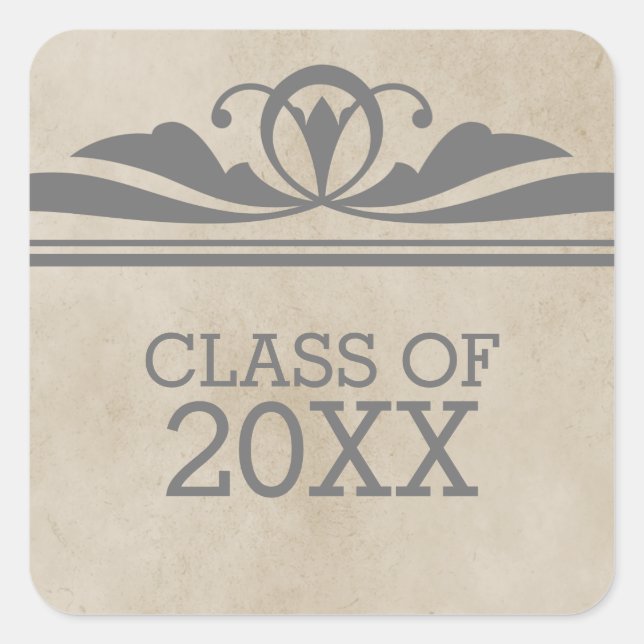 Grey Elegant Deco Graduation Stickers (Front)