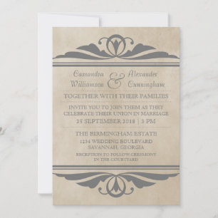Grey Elegant Deco Wedding Invite