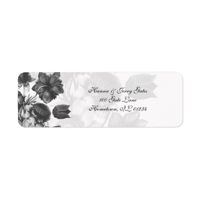 Grey Elegant Flower Address Labels (Front)