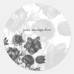 Grey Elegant Flower Wedding Stickers