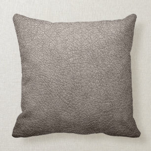 Grey Elegant Leather Look Cushion