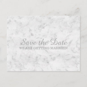 Grey Elegant Marble Save the Date Announcement Postcard