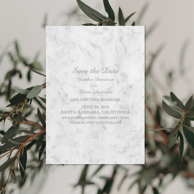 Grey Elegant Marble Save the Date Invite (Creator Uploaded)