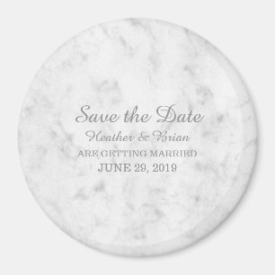 Grey Elegant Marble Save the Date Magnet