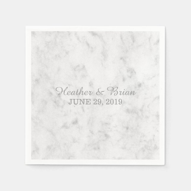 Grey Elegant Marble Wedding Napkin (Front)