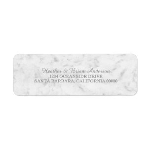 Grey Elegant Marble Wedding Return Address Label