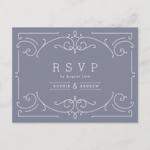 Grey elegant modern classic vintage wedding RSVP Invitation Postcard